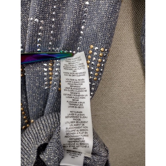 White House Black Market Cardigan Womens XS Gold Silver with Embellished Sequins - Picture 7 of 8